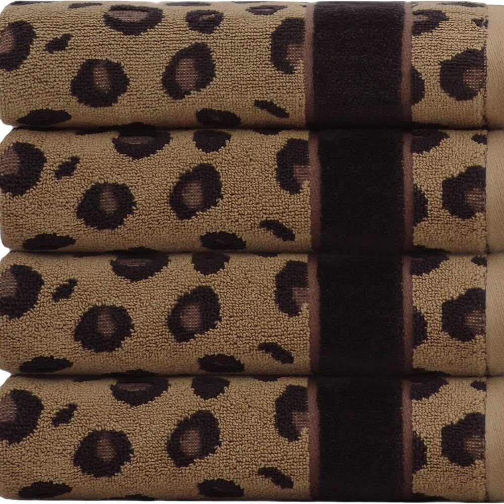 Hand Towels - Set of 4 Animal Print Cheetah Leopard Africa Safari Decorative Han